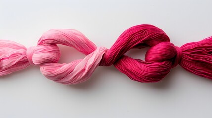 Beautifully Twisted Pink Fabric Strands in Gradient Shades for Creative Projects and Design Use