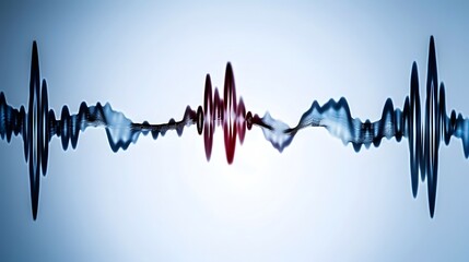 Abstract Sound Waves Representation in Vibrant Colors and Dynamic Formations on Blue Background