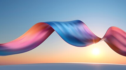 Abstract Wavy Colors in Blue and Pink at Sunset with Smooth Gradients and Calm Atmosphere