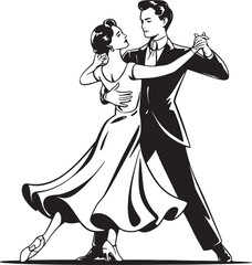 dancing couple Cuban Rumba silhouette art design transparent background illustration premium quality