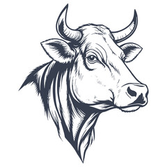 Vintage Hand-Drawn Bison Head Illustration in Engraving Style vector file