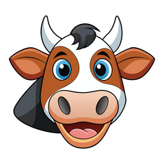 Colorful Cartoon Cow Head Vector Illustration Fun Farm Animal Design
