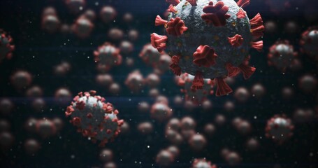 Covid-19 cells against black background
