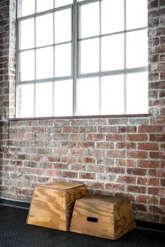 Fototapeta Wooden exercise equipment in gym