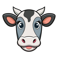 Colorful Cartoon Cow Head Vector Illustration Fun Farm Animal Design