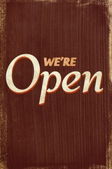 Obraz premium Flat design is showing wood-grain sign with distressed edges, cream-orange 