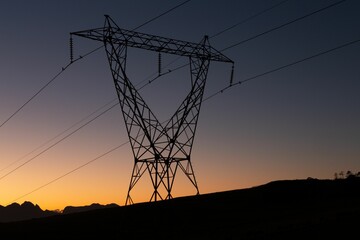 The evening electricity pylon silhouette