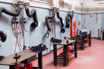 Various eqipments on table in factory