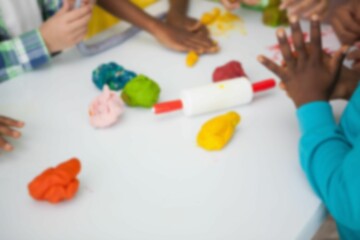 Children playing with clay