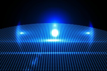 Glowing blue dot on black background