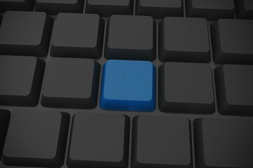 Black keyboard with blue key