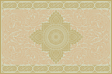 vector illustration of an abstract background traditional Thai art pattern in damask style motifs suitable for carpet, wallpaper, cloth, curtain and fabric design isolated archive EPS file.