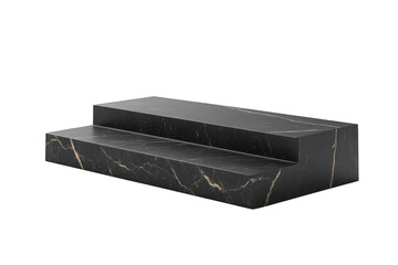 Two tiered black marble platform isolated on a transparent background