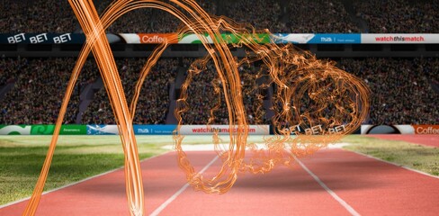 Lights trails in sports stadium