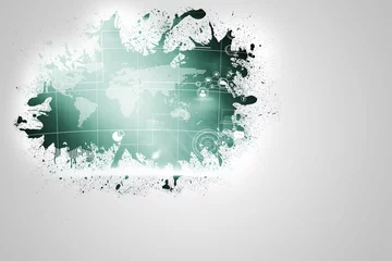 Wall murals Splash on wall revealing technology interface