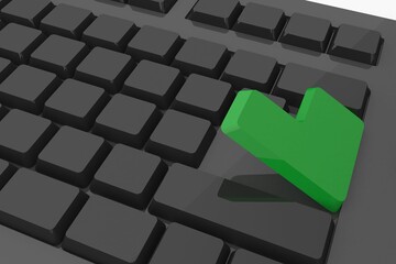 Black keyboard with green key