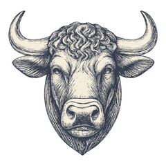 Naklejka premium Vintage Hand-Drawn Bison Head Illustration in Engraving Style vector file