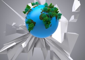 Globe on abstract background