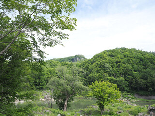 石狩川が流れる神居古潭