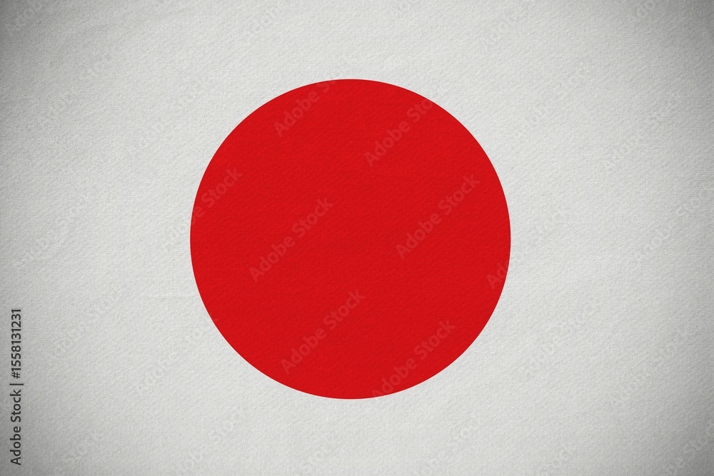 Poster flat design red circle is resting on textured off-white surface, showing subtle vignette shading