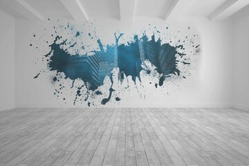Splash on wall revealing technology graphic