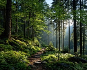 Obraz premium Sunlit forest path (2)
