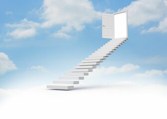 Steps leading to open door in the sky
