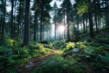 Obraz premium Sunlit forest path