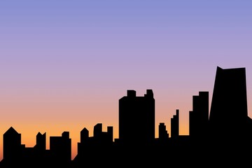 Silhouette cityscape during susnet