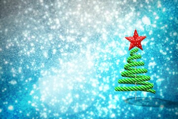 Christmas tree shape on blue shimmer
