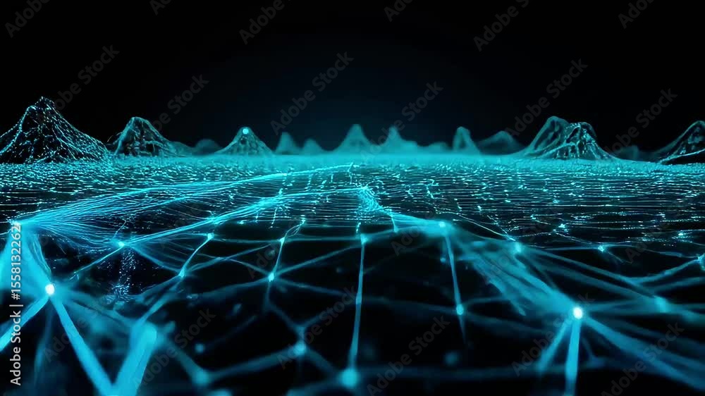 Aufkleber Abstract Network of Turquoise Lines and Points