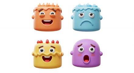 Obraz premium Colorful cake emoticons