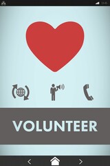Volunteer text with heart shape