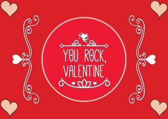 Red valentine's card composite of hearts and love's inscription