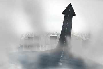 Road turning into an arrow in a city
