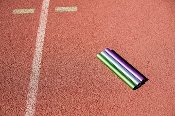 High angle view of baton on running track