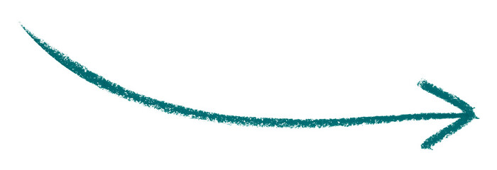 Green arrow symbol colored pencil isolated on transparent background