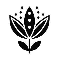 Black And White Tulip Icon Vector Illustration