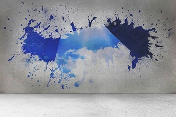 Splash on wall revealing cloud computing concept