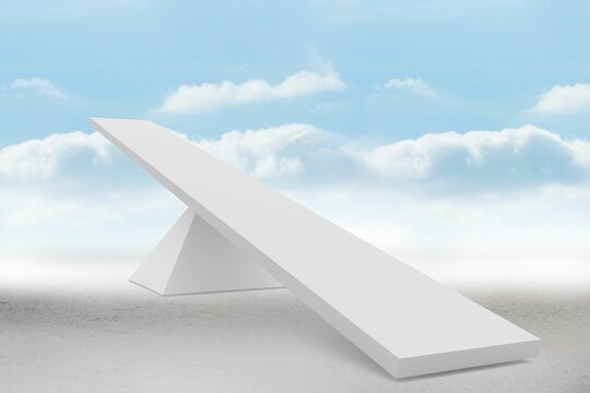 Fototapeta White scales in front of clouds