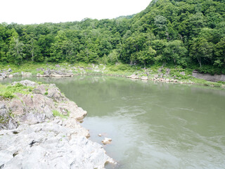 石狩川が流れる神居古潭