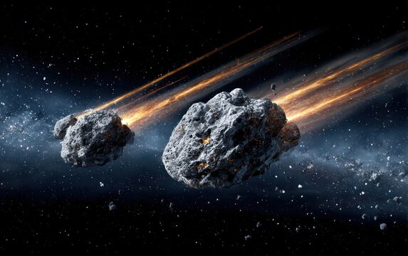 Two asteroids explode in space