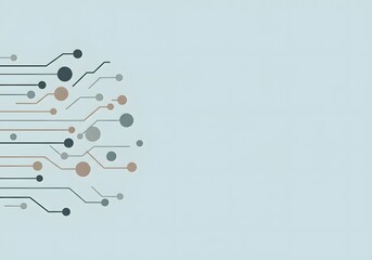 Abstract digital connections forming a circular network on a light blue background, representing technology and data flow with subtle color variations