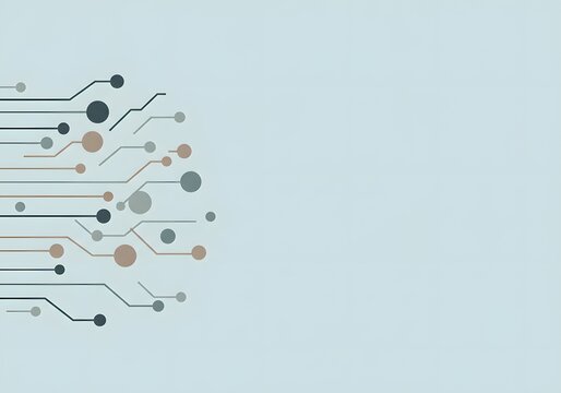 Abstract digital connections forming a circular network on a light blue background, representing technology and data flow with subtle color variations