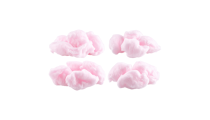 Pink heart shaped marshmallows isolated on white background