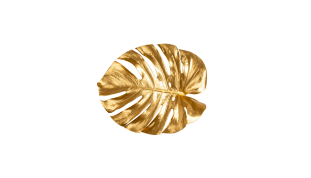 Golden leaves isolated on white background