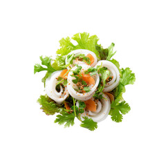 Delicious Squid Salad with Fresh Herbs and Sesame Seeds