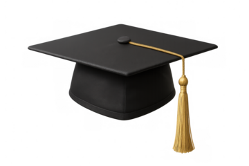 Black graduation cap featuring golden tassel symbolizing academic success, marking educational milestone and promising future path