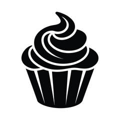Black Cupcake Swirl Icon Vector Illustration
