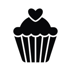 Black Cupcake With Heart Icon Vector Illustration